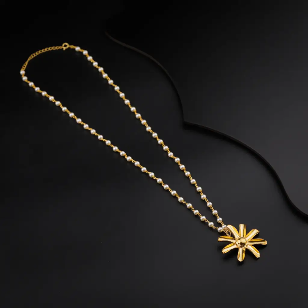 Gulbahaar Silver Necklace With Pearls |  92.5 Silver | 22K Gold Plated : 91341463