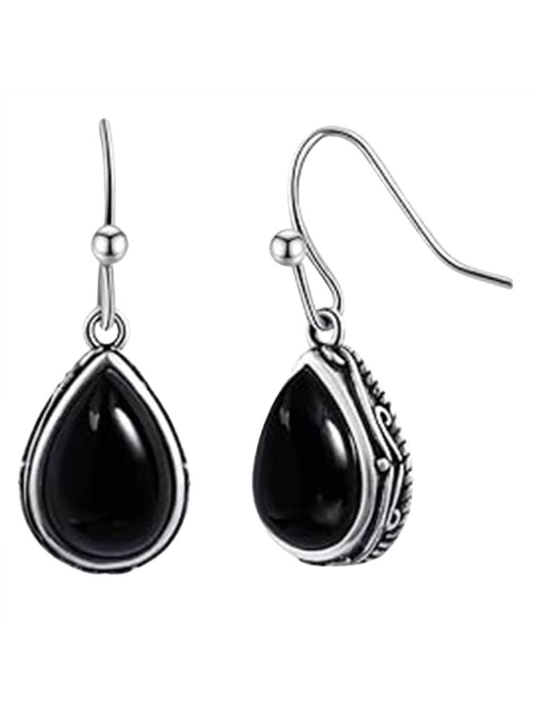 Blue Silver Plated Fancy Drop Earrings For Women Resin Stone Studded Festive & Casual Wear Jewellery Gift For Her : PX9E3234BL