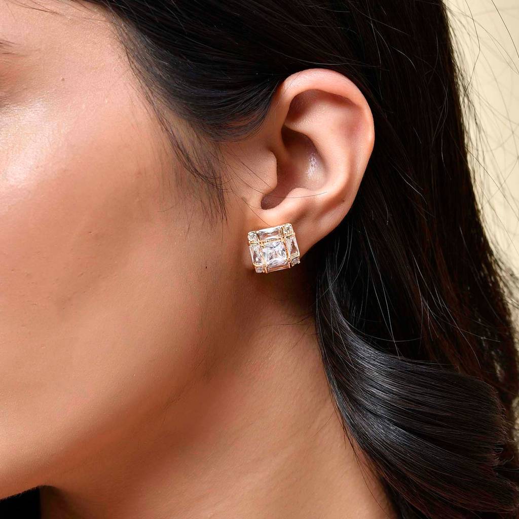 Sparkling Elegance Crystal Charm Stud Earrings : 8905124552829
