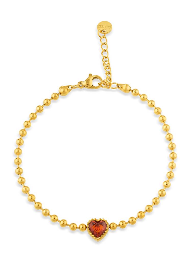 18K Gold Plated Heart Glow Bracelet Stainless Steel Waterproof & Anti-Tarnish : B10ASSS0G