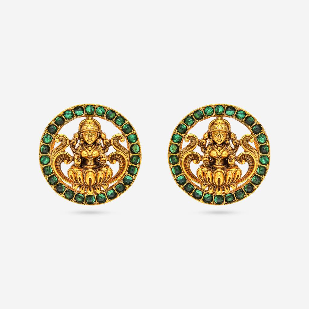 Green Gold - Plated Festive Antique Earring - 458570 : 458570