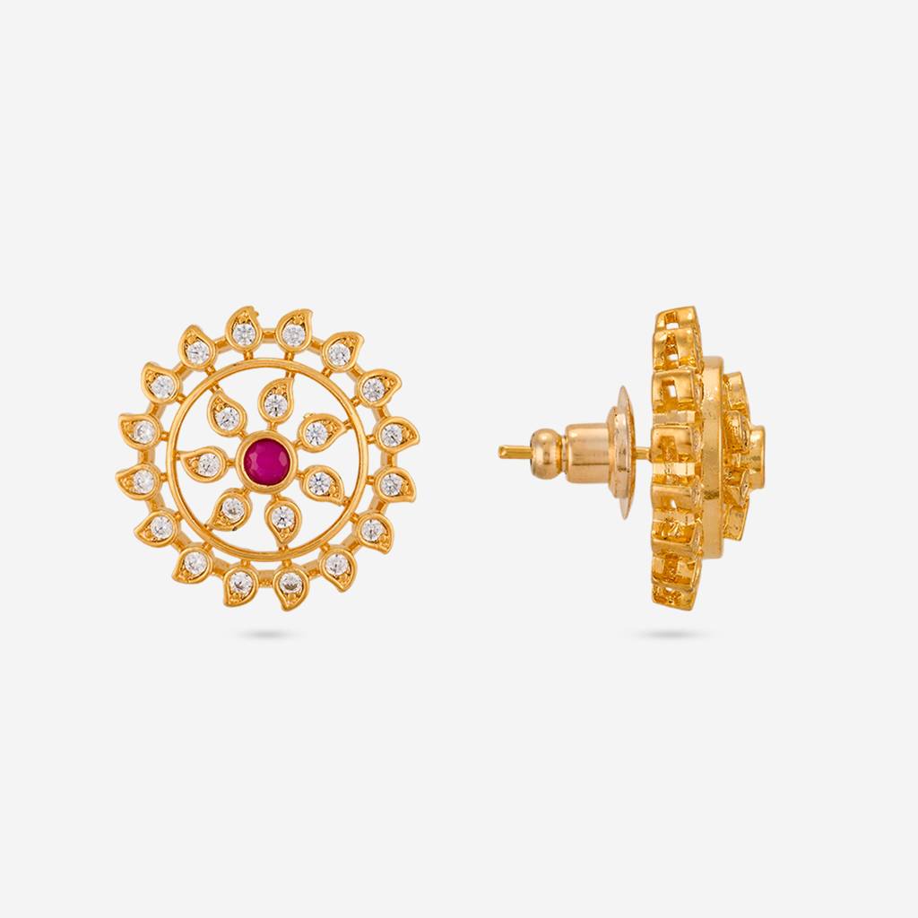 Gold - Plated Party Wear Zircon Earring - 463619 : 463618