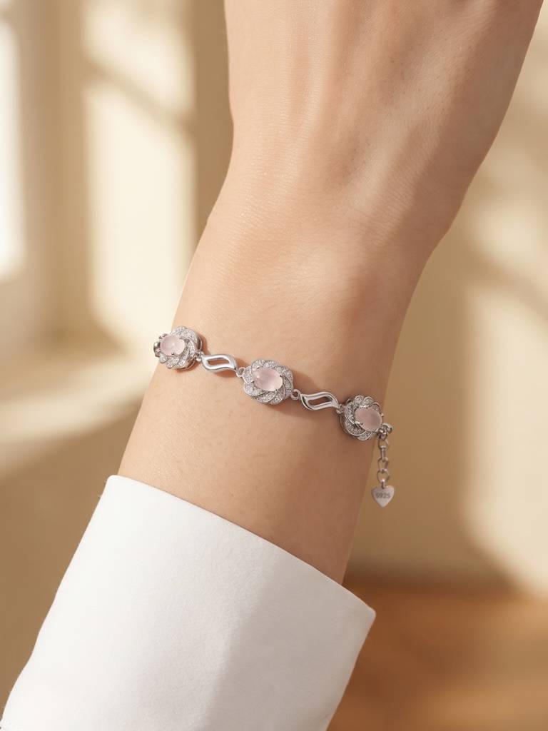 925 Silver Blushvine Crystal Bracelet For Women : BR-83
