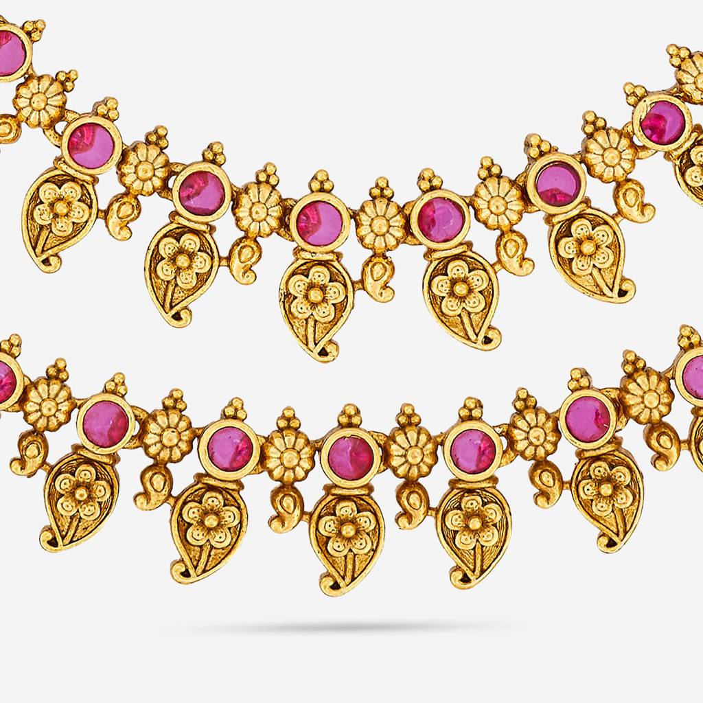 Ruby Gold - Plated Bridal Antique Payal - 465176 : 465176