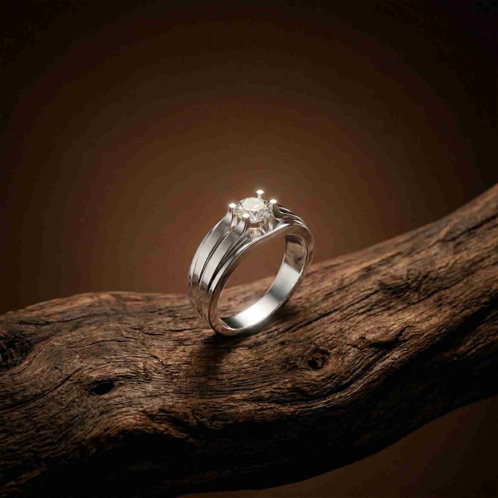 0.75Ct Moissanite Split Shank Solitaire Ring For Men'S : ZLM-10069-14N