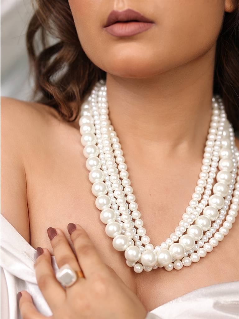 Celeste Pearl Layers Necklace : 410NCK25FW