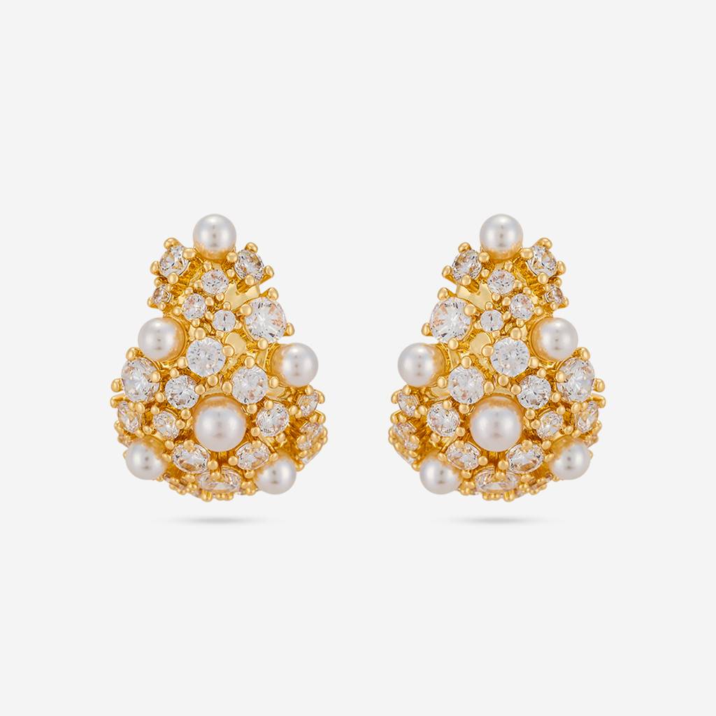 Pearl Gold - Plated Casual Wear Trendy Zircon Earring - 464585 : 464585