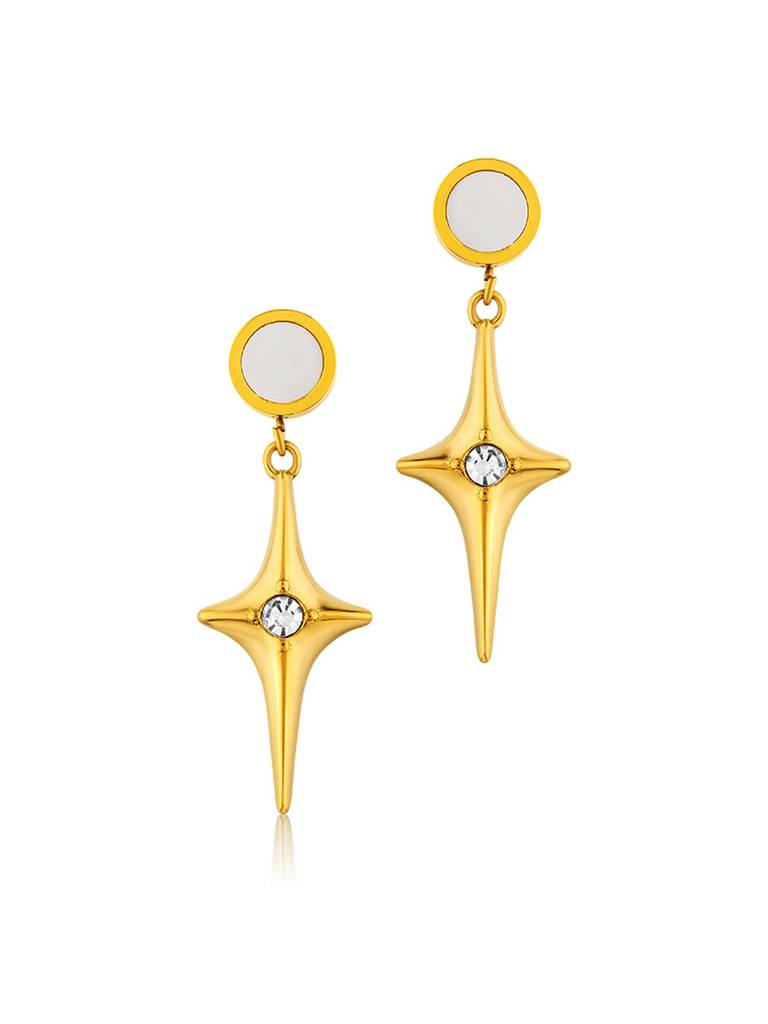 18K Gold Plated Star Drop Earrings Stainless Steel Waterproof & Anti-Tarnish : E8ASSS0G