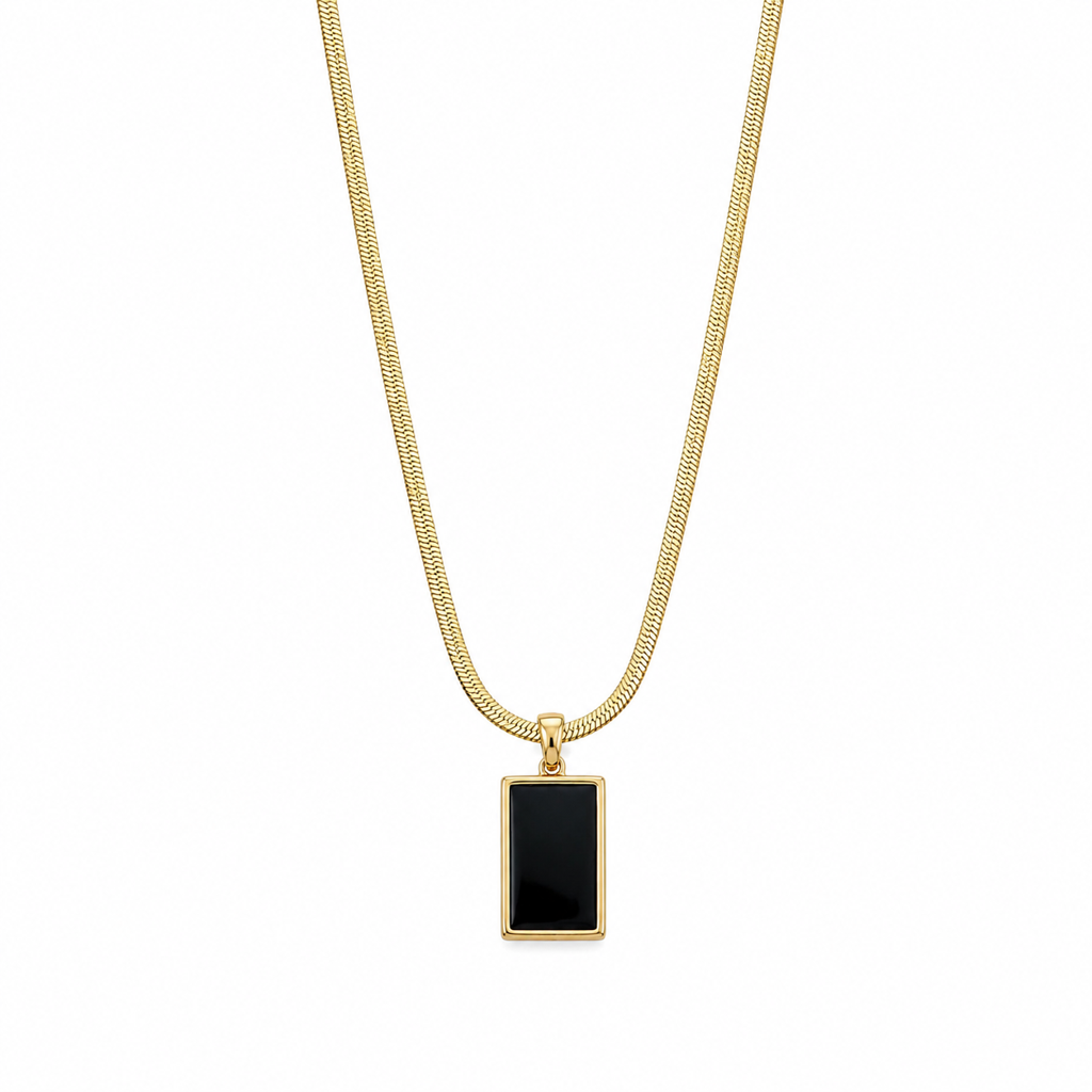 Blackout Frame Chain Necklace : NS15007-G-BK