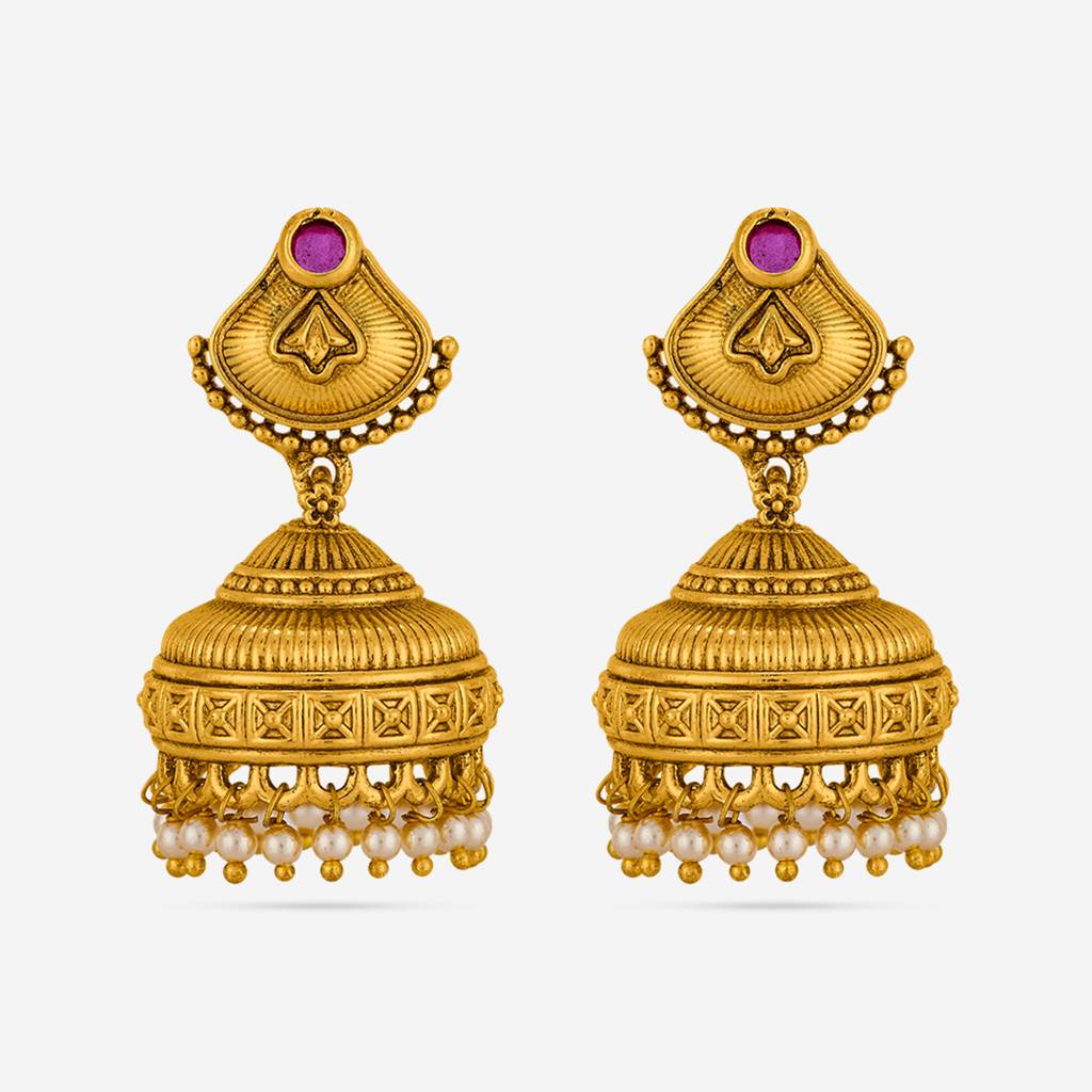 Ruby Gold - Plated Festive Antique Earring - 469903 : 469903