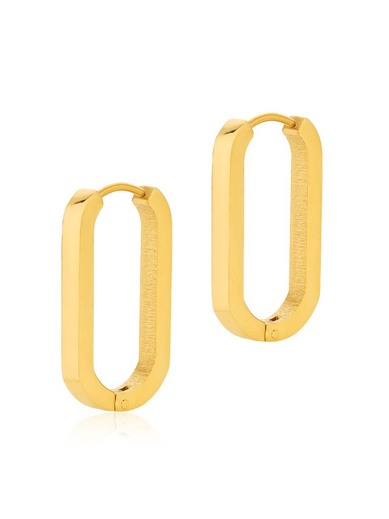 18K Gold Plated Golden Edge Hoop Earrings Stainless Steel Waterproof & Anti-Tarnish : E34ASSS0G