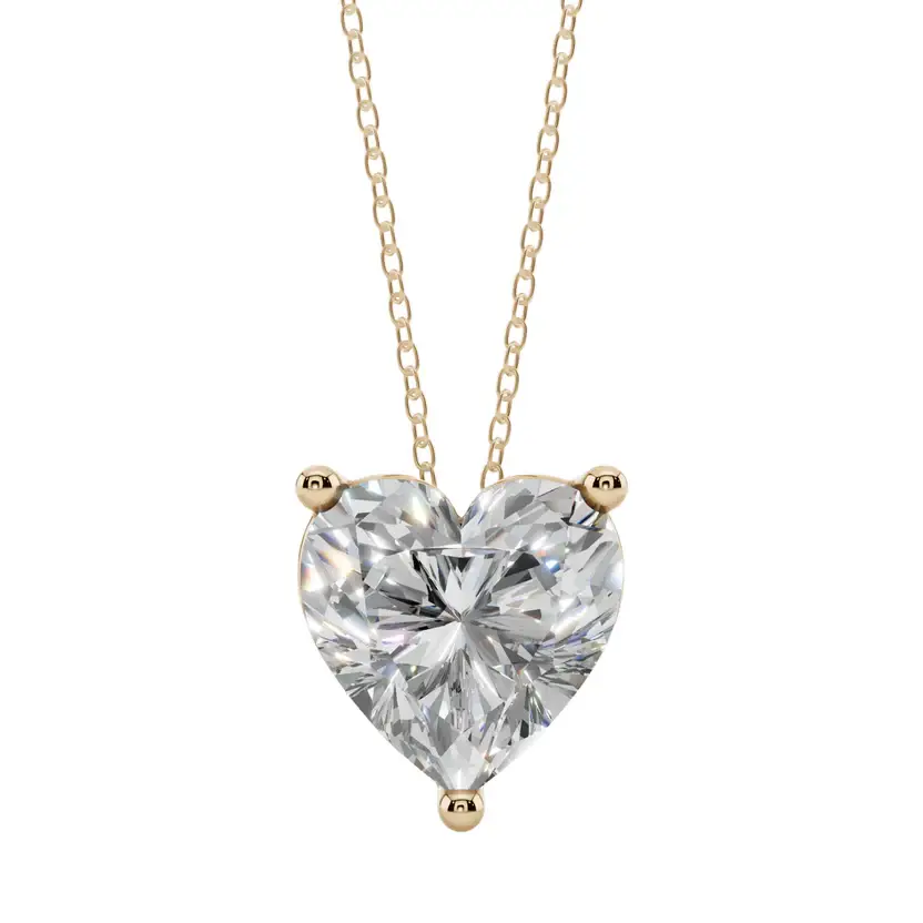 Romantic Heart Solitaire Pure Silver Pendant Necklace : VST-HRT-10-SL-G-C