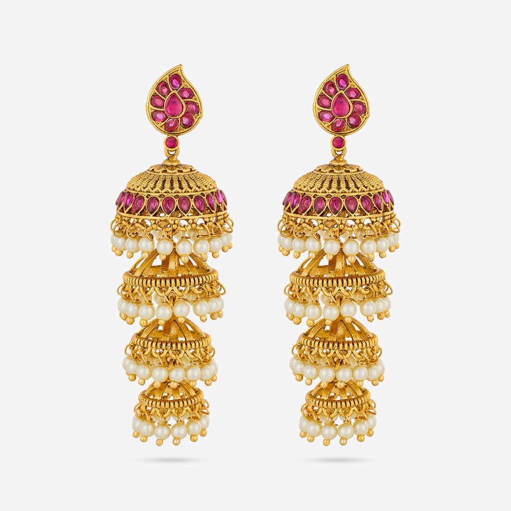 Ruby Gold - Plated Bridal Antique Earring - 463983 : 463983