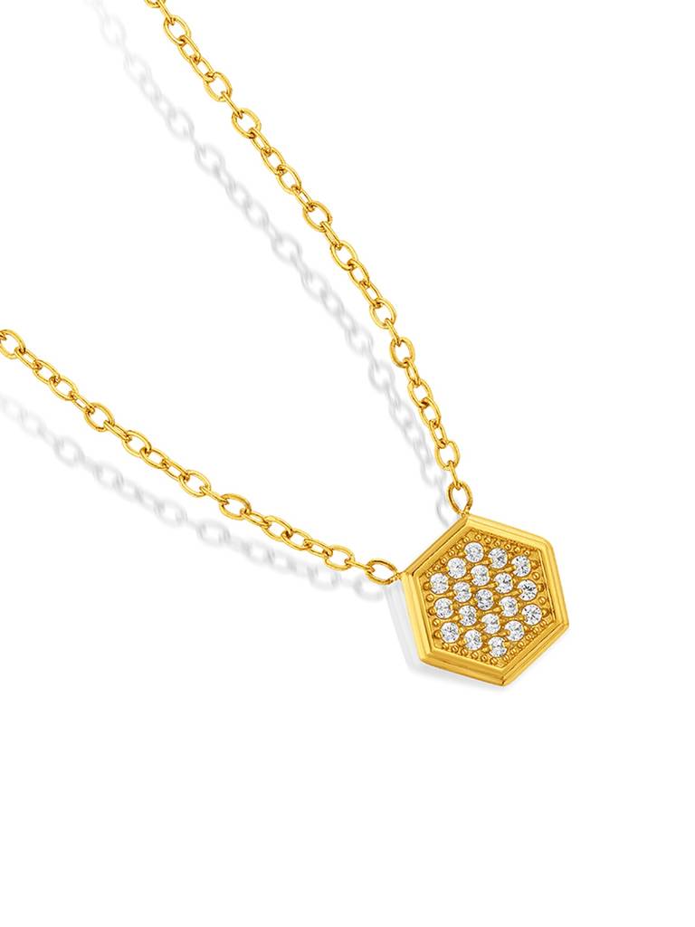 18K Gold Plated Golden Hive Necklace Stainless Steel Waterproof & Anti-Tarnish : N10ASSS0G