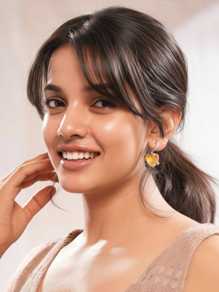 Citrine Diamond Rush Earring : Z-ER-CSY-031