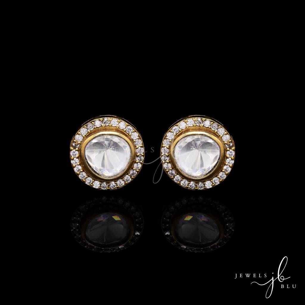 Classic Polki Gold Finish With Diamond Cluster Mens Cufflink Pair : 700021_2