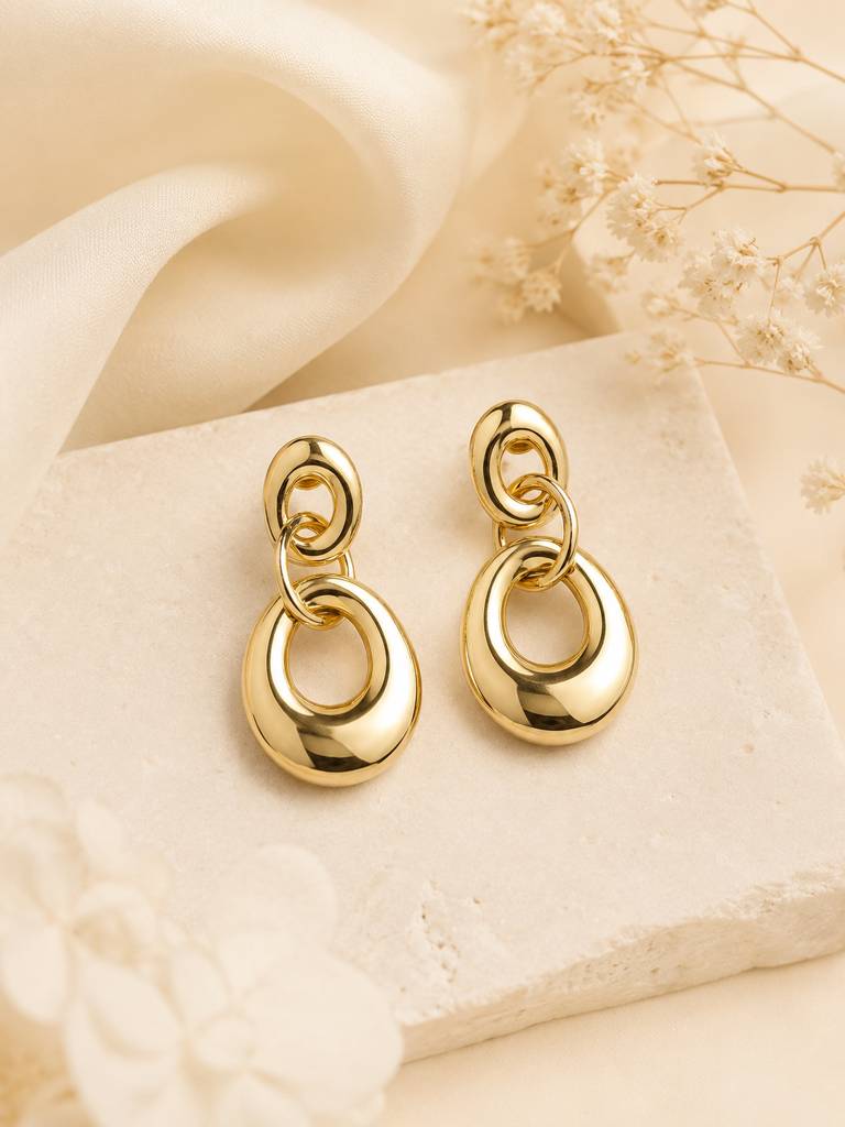 Bold Abstract Gold Earrings : AN-LJ-GO-0060-DE