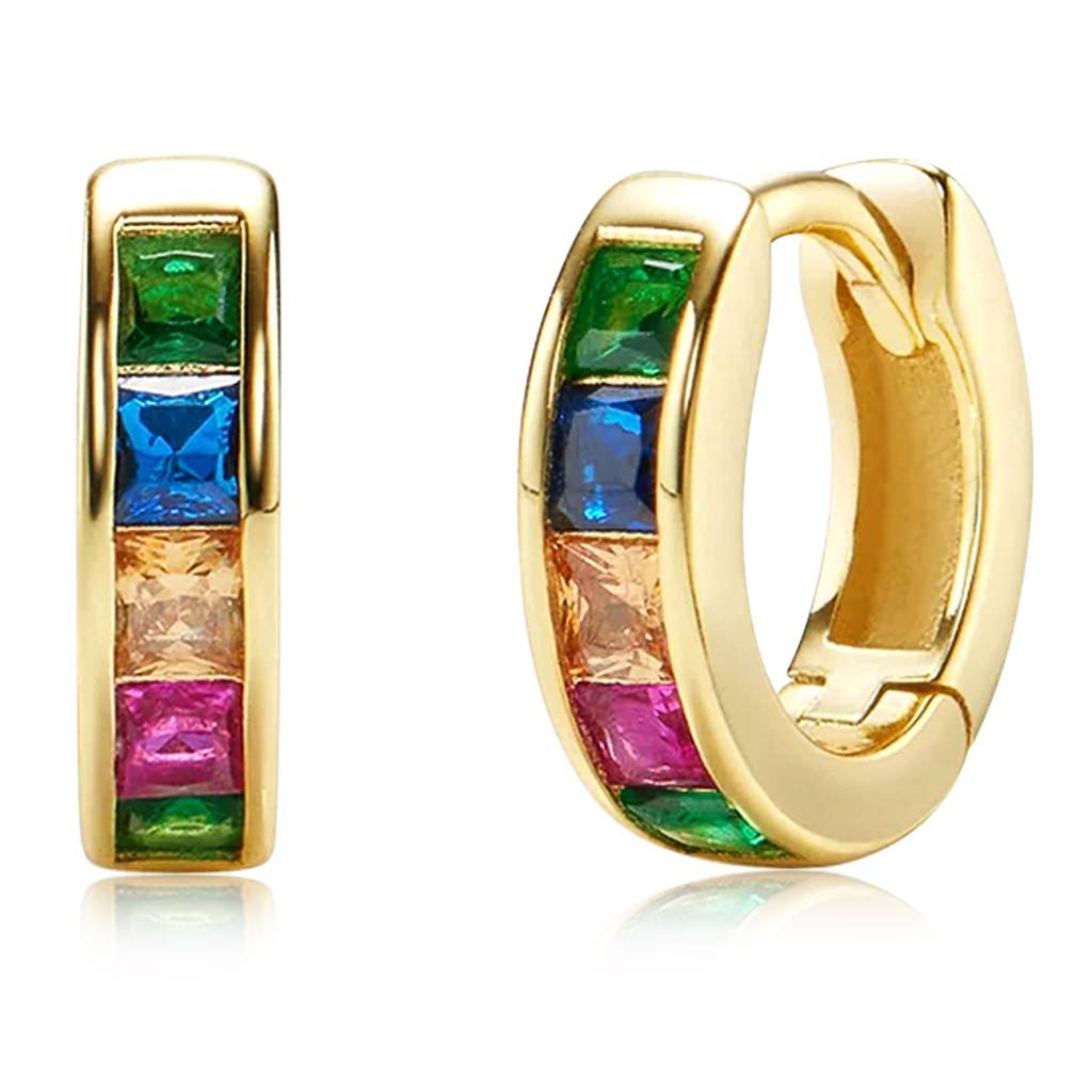 Peora Gold Plated Multi Crystal Studded Stylish Hoop Huggie Earring Jewellery For Women : PX9E73G