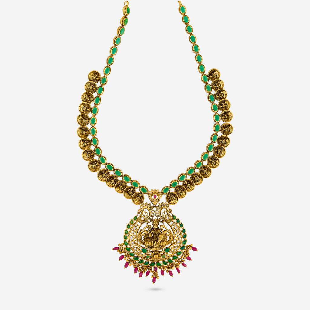 Ruby-Green Oxidised Gold - Plated Bridesmaid Temple Necklace - 461983 : 461983
