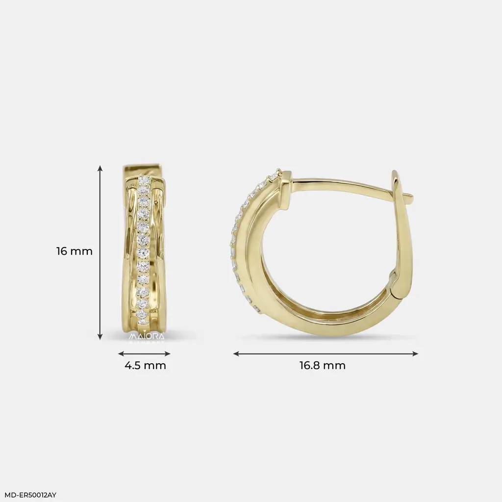 Silver Double Row Lab-Grown Diamond Huggie Hoop Earrings : MD-ER50012AY
