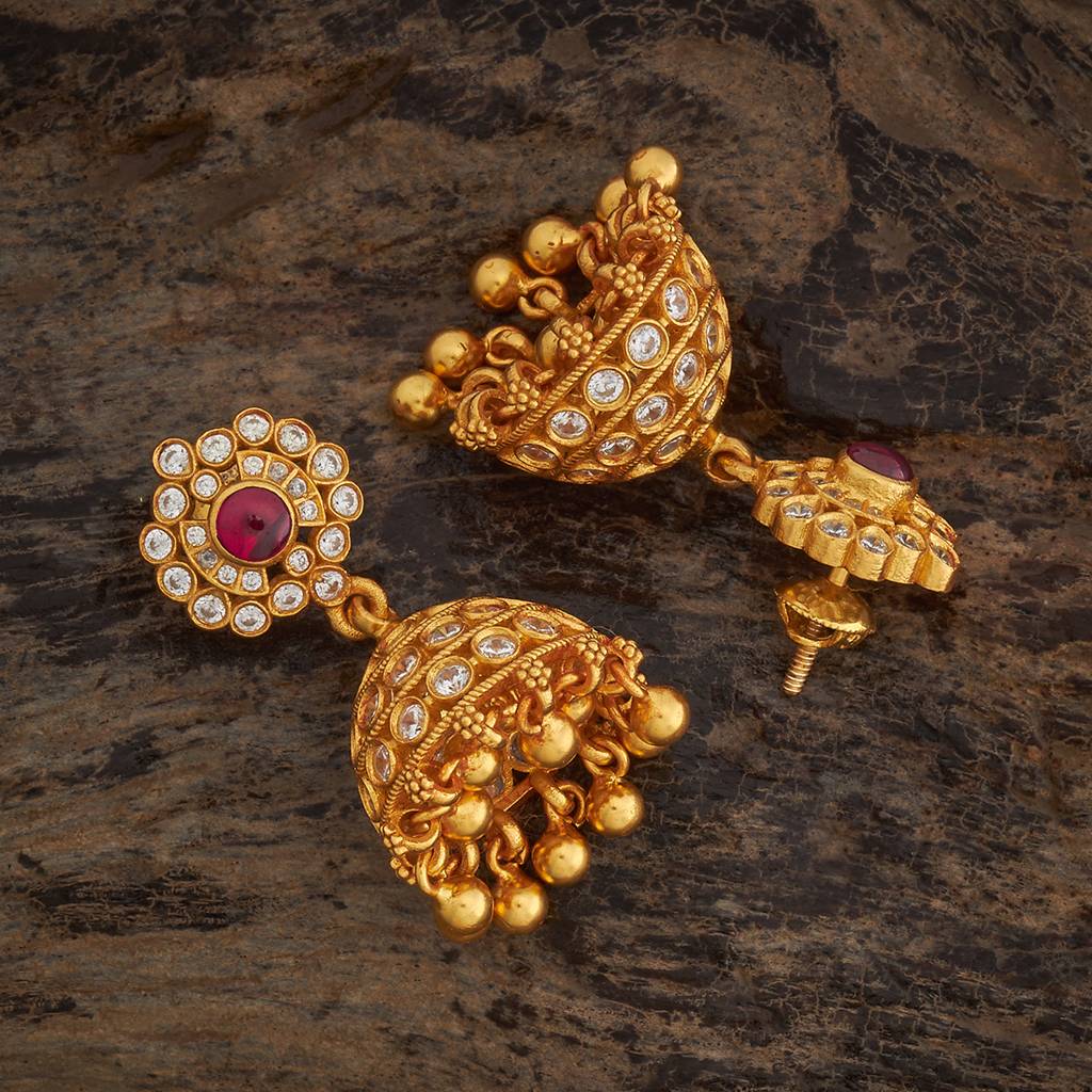 Gold - Plated Festive Temple Earring - 434363 : 434363