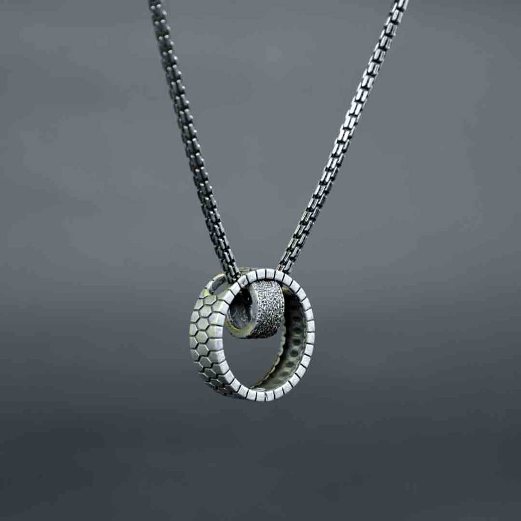 Double Ring Silver Pendant : ZV-PEN-DRS-023