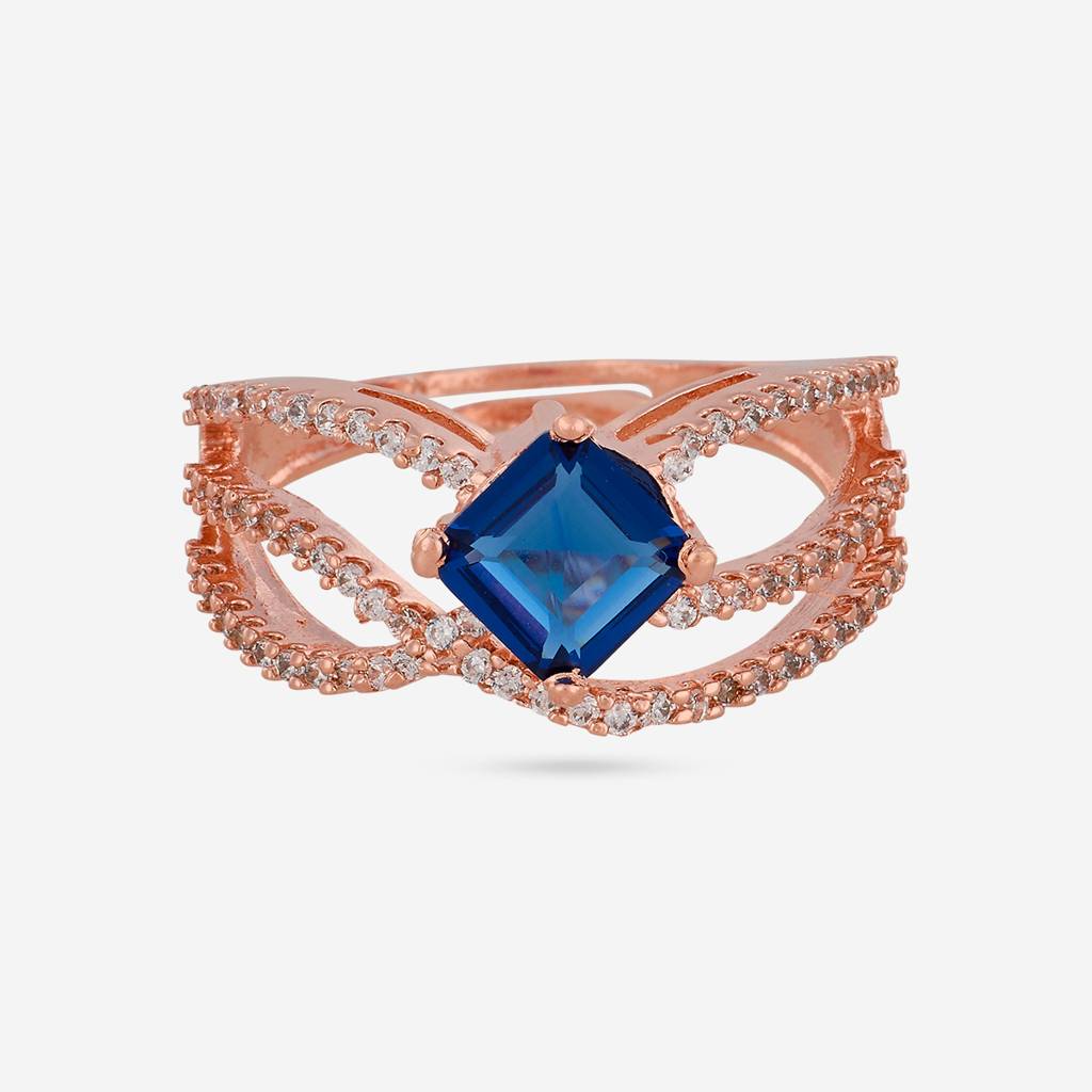 Rose Gold - Plated Party Wear Zircon Finger Ring - 463029 : 463030