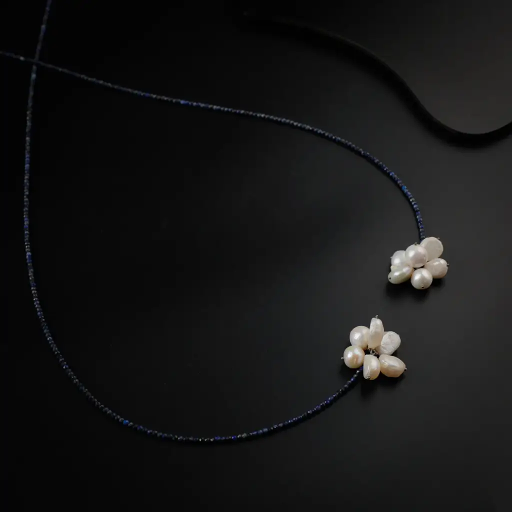 Silver Tie & Wear Necklace With Lapis Lazuli : 25255063
