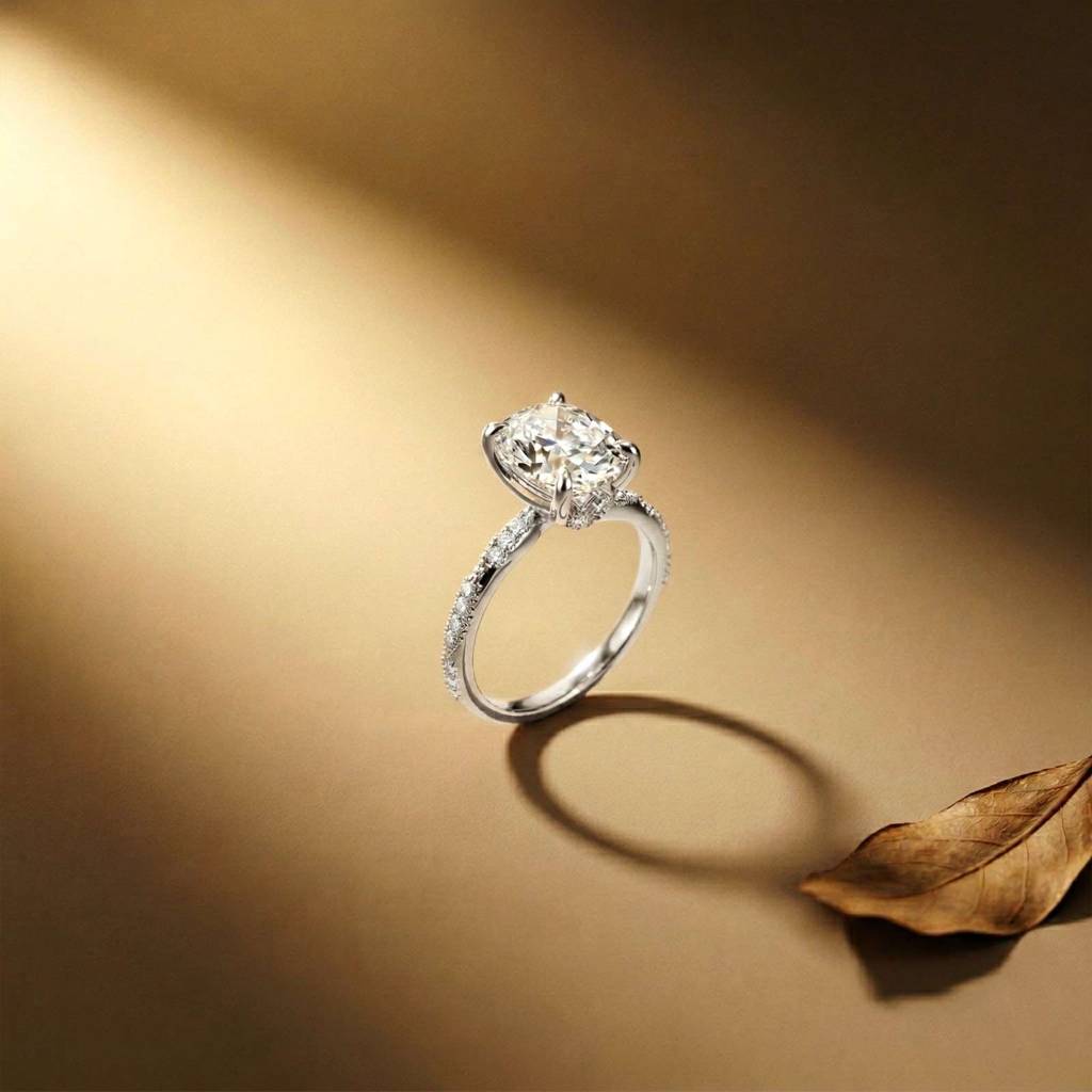 2.75Ct Moissanite Oval Solitaire Pavã© Ring : ZLM10026-10N