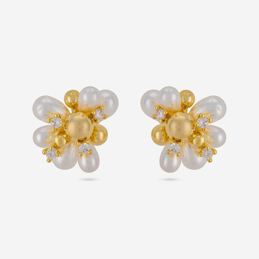 Pearl Gold - Plated Casual Wear Trendy Zircon Earring - 464641 : 464641