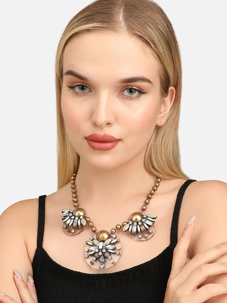 Izara-Acrylic Designer Statement Stones Necklace : SOHNCK3578