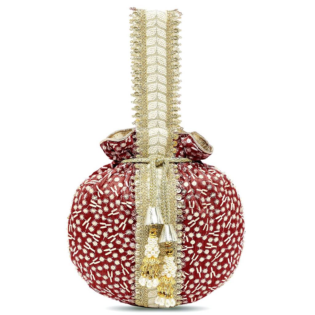 Potli Bags For Women Evening Bag Clutch Ethnic Bride Purse With Drawstring(P93Br) : P93M