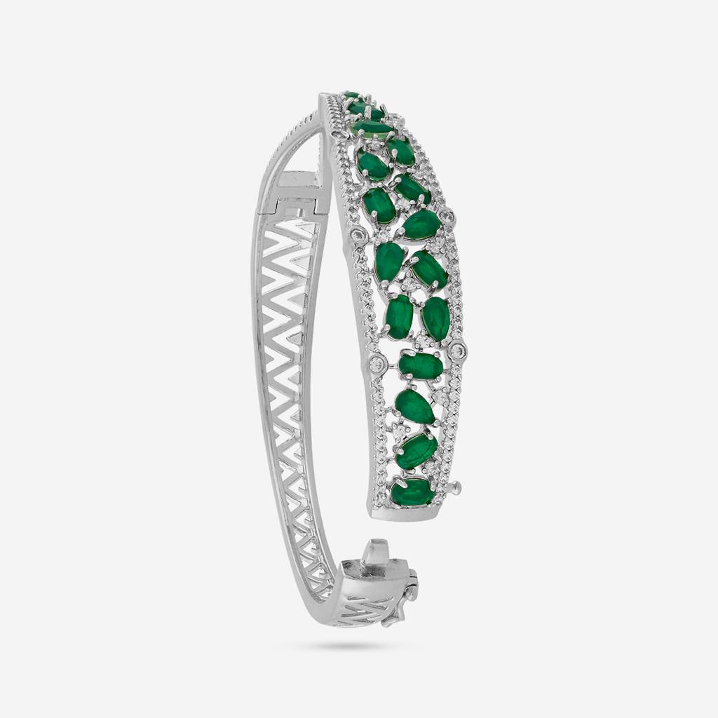Rhodium - Plated Party Wear Zircon Kada - 449794 : 449794