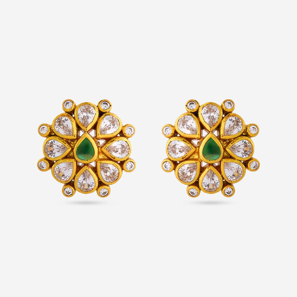 Green Gold - Plated Festive Temple Earring - 469523 : 469523