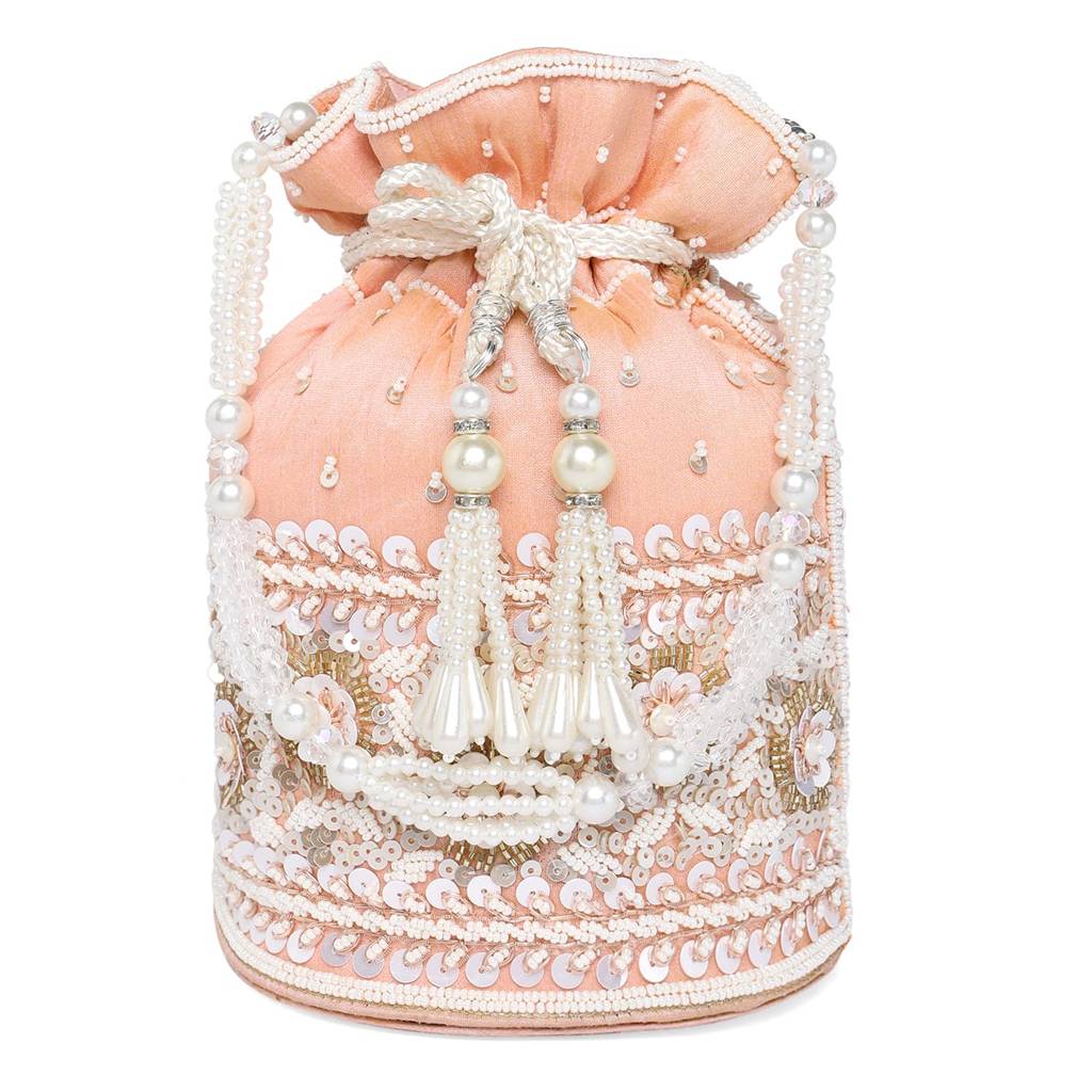 Potli Purses For Women Handmade Evening Handbag Stylish Bridal Fashion Wristlet Bag For Girls (P46Br) : P46PCH