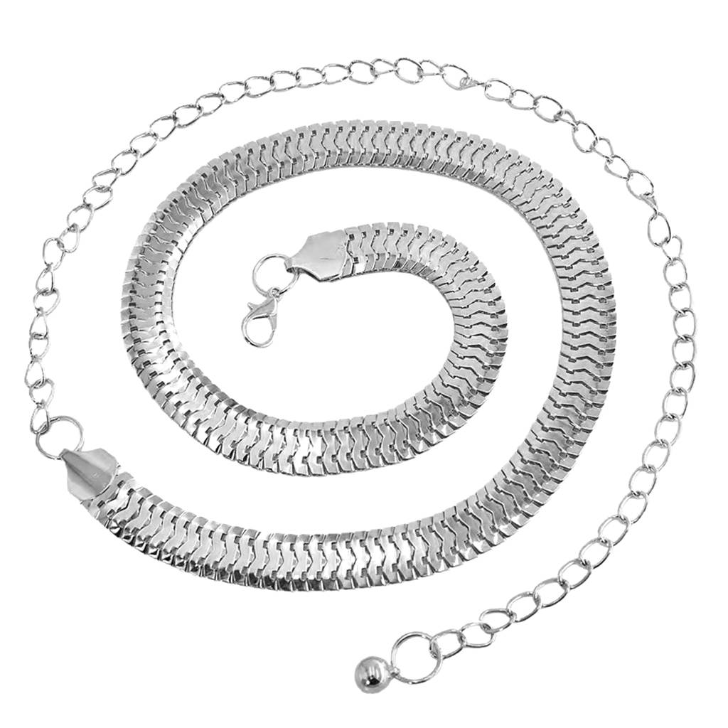 Silver Plated Body Chain Adjustable Dress Belly Chain Kamarbandh Waist Chain Belt Jewellery For Women & Girls : PX8BCH008S
