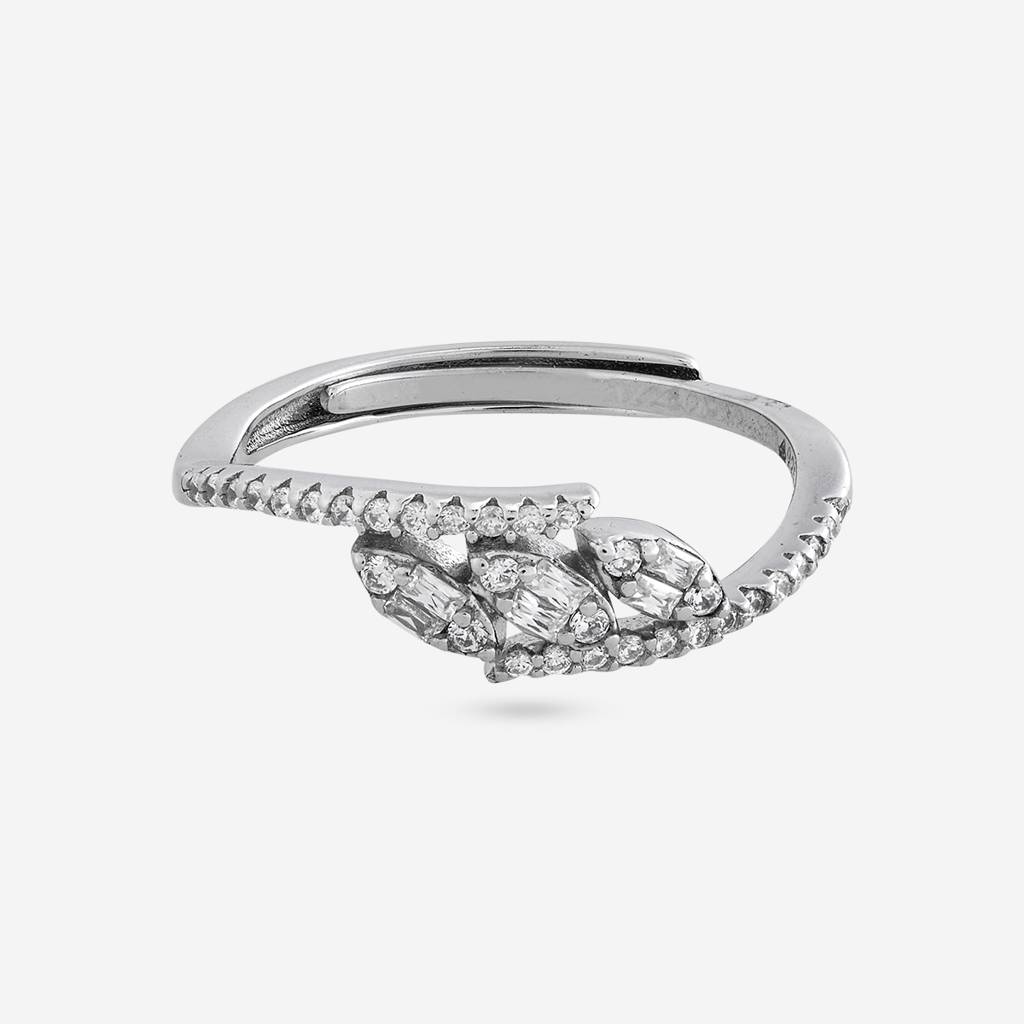 White Rodium Plated - Office Wear Silver Finger Ring - 465871 : 465871