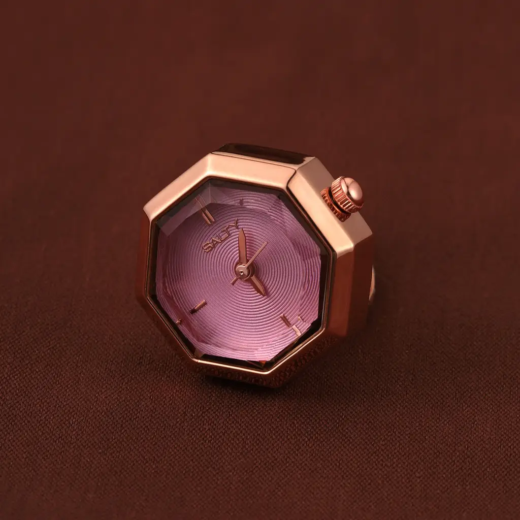 Octagon Golden Hour Watch Ring - For Women : WTR-S-0042-RG-PK