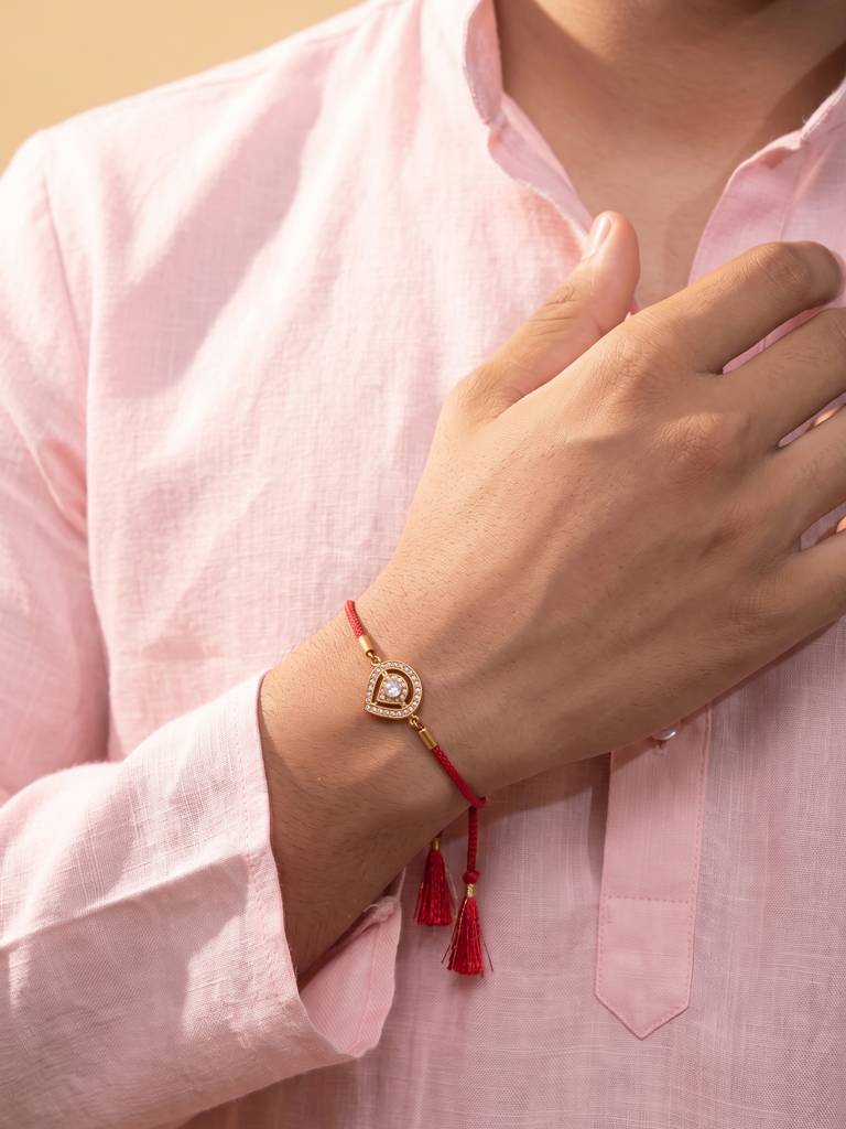 Prosperity Crystal Paisley Rakhi For Men - Waterproof & Anti-Tarnish : RK0051