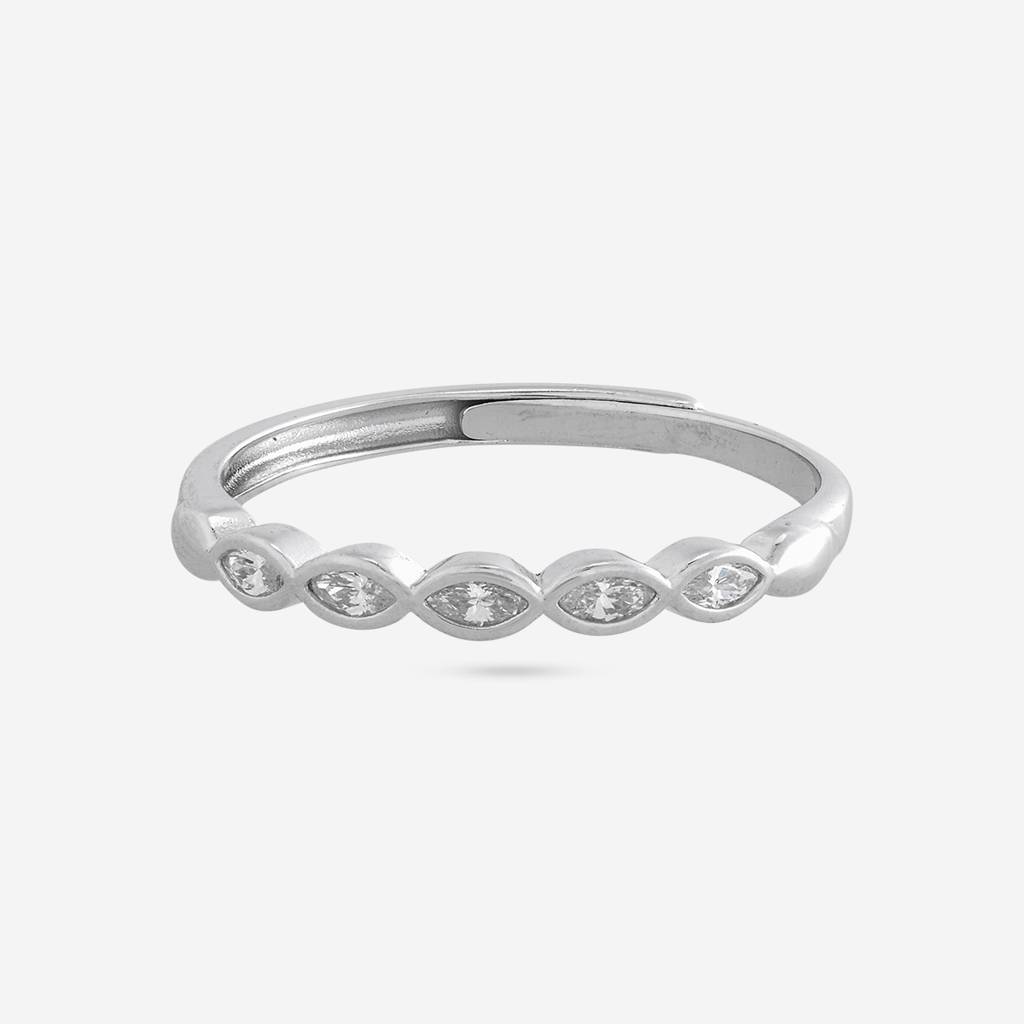 White Rodium Plated - Office Wear Silver Finger Ring - 466226 : 466226