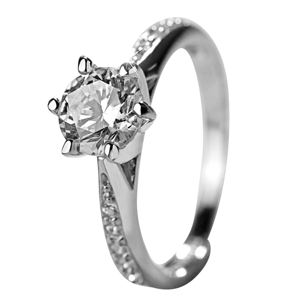 American Diamond Studded Silver Plated Finger Ring Fashion Wear Stylish Jewellery Gift For Girls & Women (Px8R110-7) : PX8R110-7