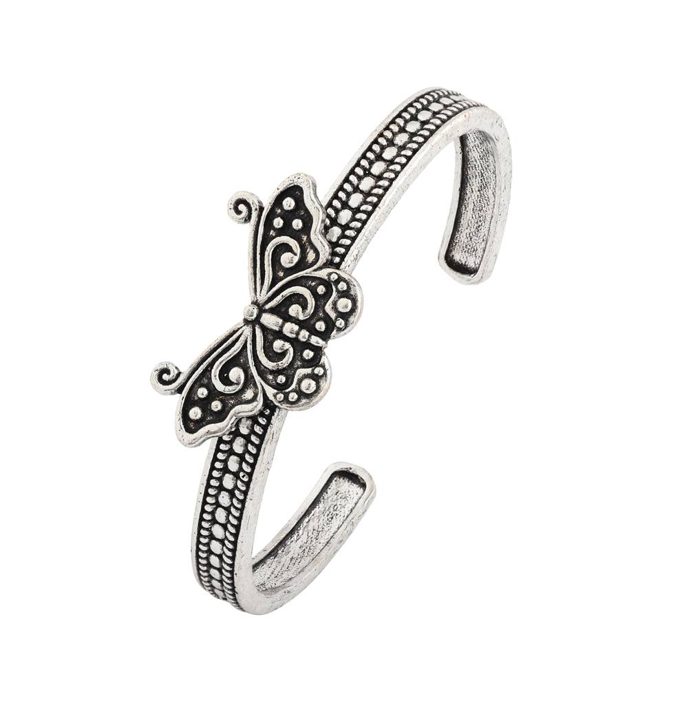 Boho Tribe Butterfly Oxidised Cuff Bangle : 8905124560046