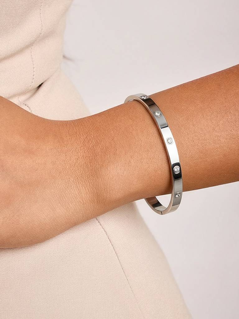 Crystal Orbit Bangle Stainless Steel Waterproof & Anti-Tarnish : B51SJSS0S