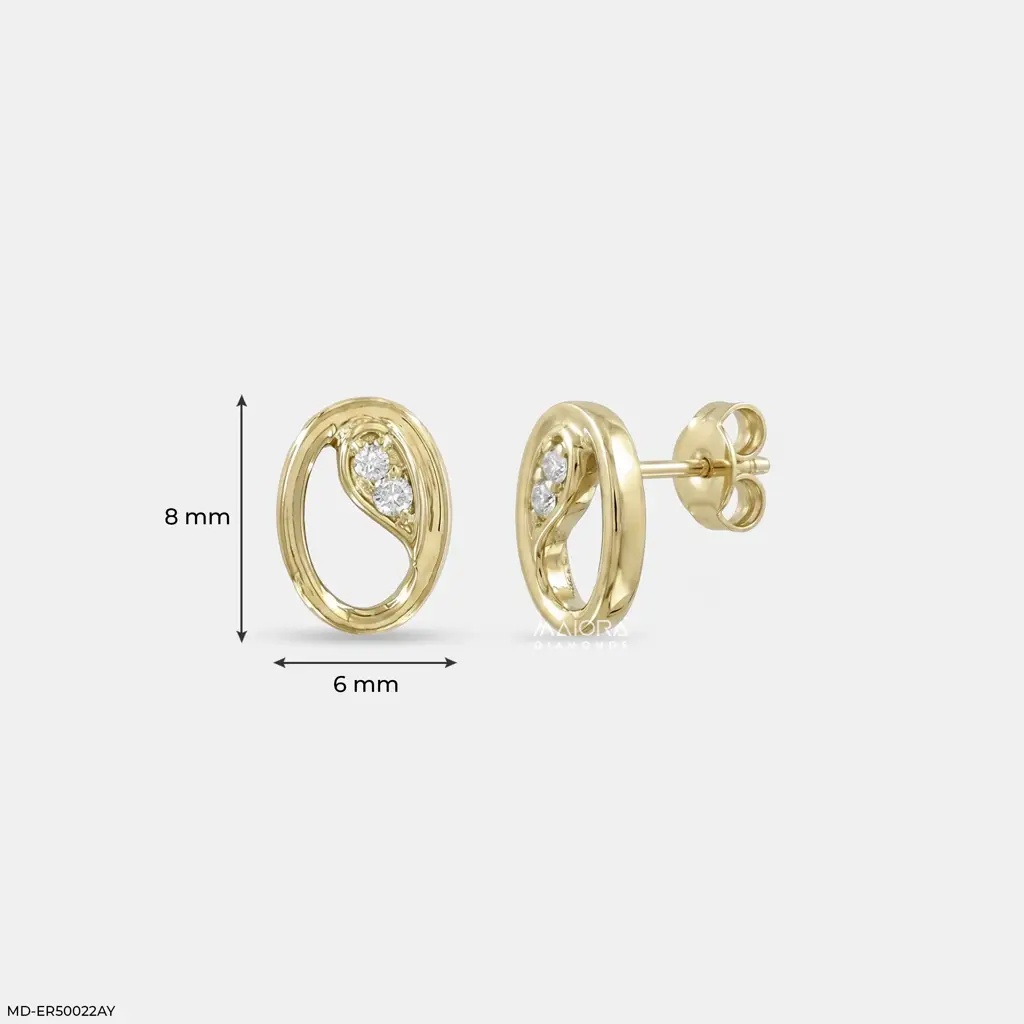 Stellar Oval Wave 18K Yellow Gold-Plated 925 Silver Lab Diamond Studs : MD-ER50022AY