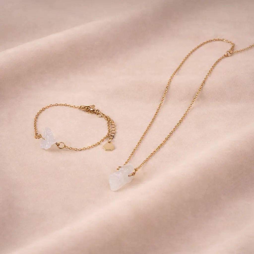 White Moon Flutter Jewellery Set : NBC-046-G-WHT-1