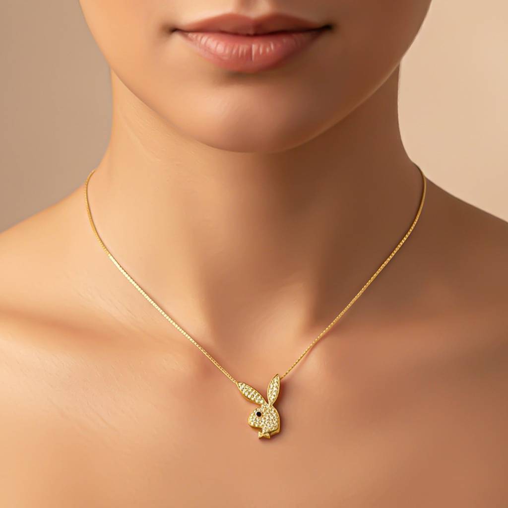 Silver Cz Bunny Charm Pendant : ZLP-1155