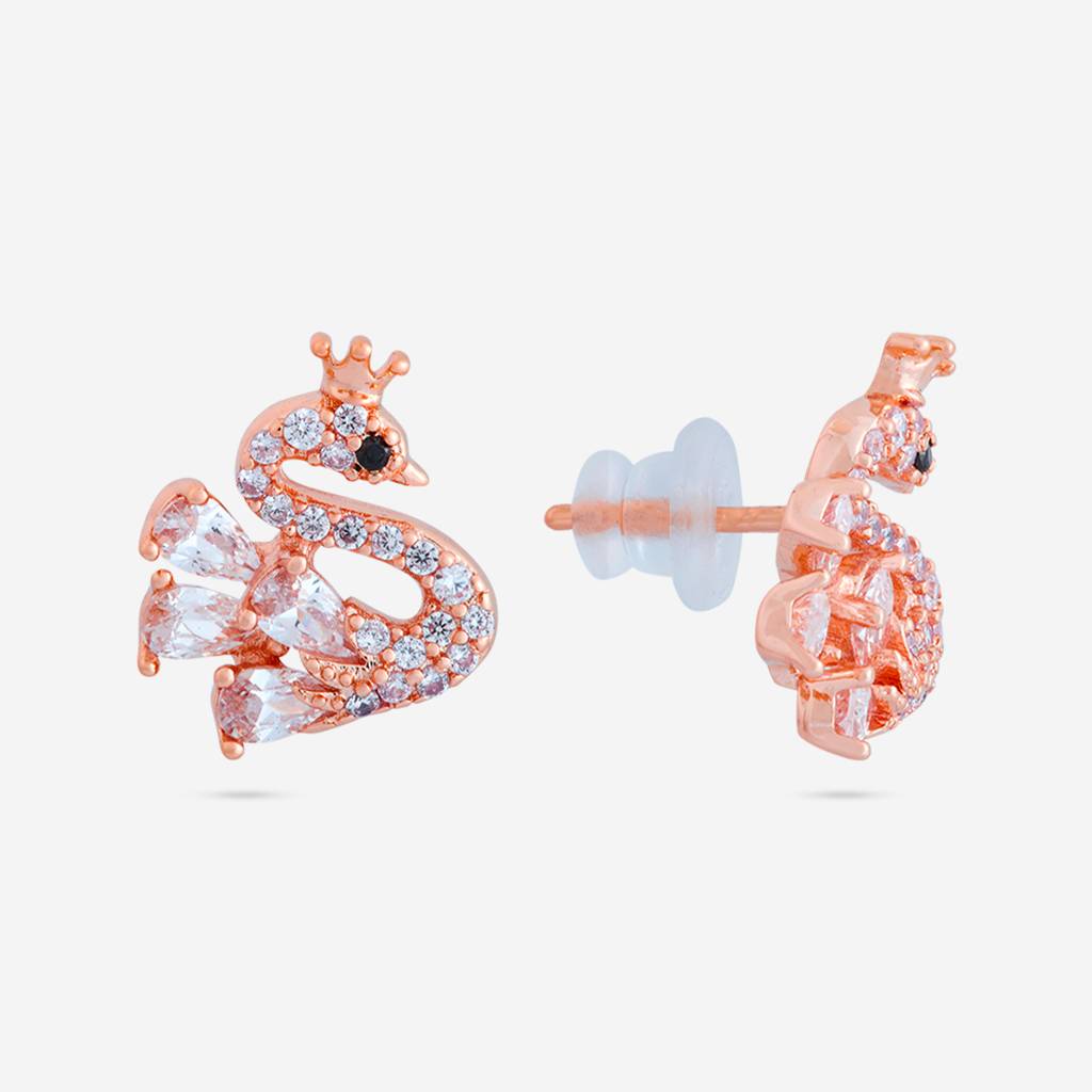 White - Plated Casual Wear Trendy Zircon Earring - 466991 : 466993