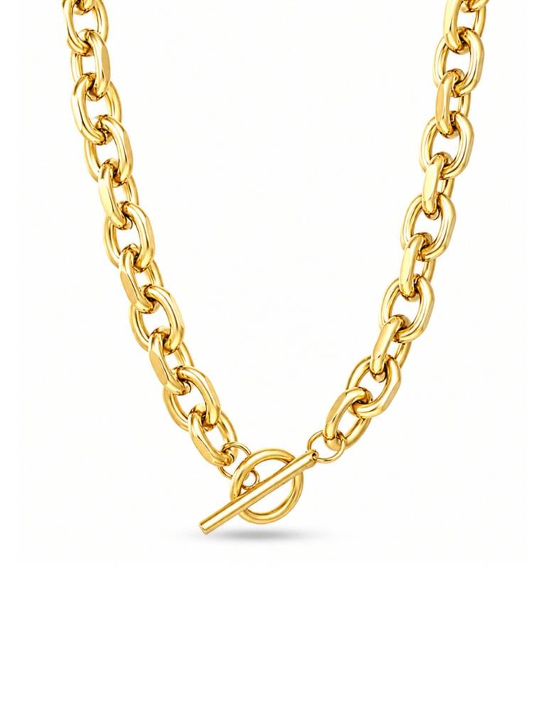 18K Gold Plated Stainless Steel Waterproof & Anti-Tarnish Regal Loop Necklace : N60ASSS0G