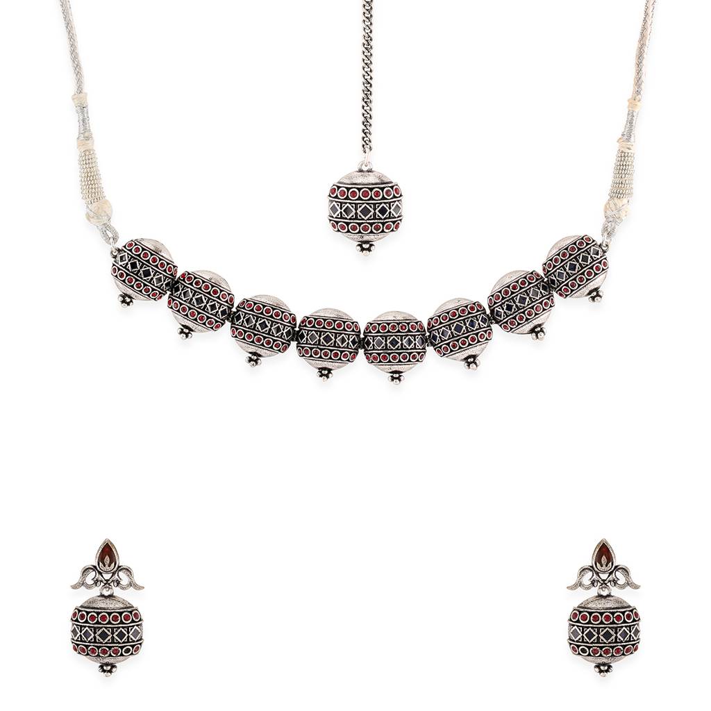 Arabian Nights Antique Silver Round Brass Jewellery Set. : 8905124424409