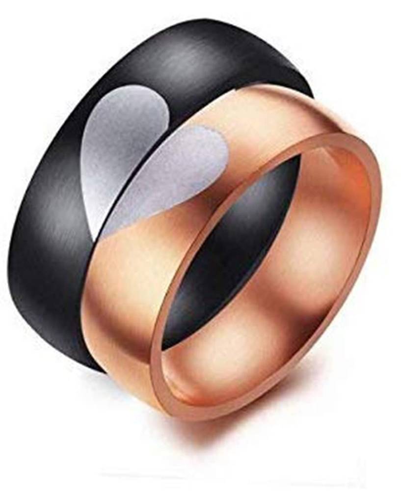 Valentine Day Black Stainless Steel Engagement Ring For Unisex Adult : PFCCR65
